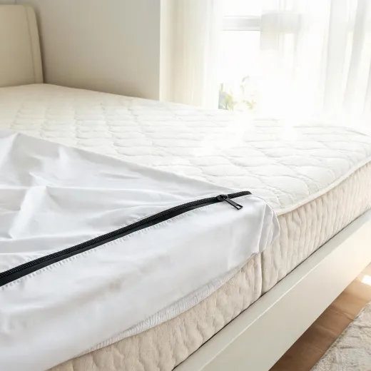 Waterproof mattress encasement shown on a mattress